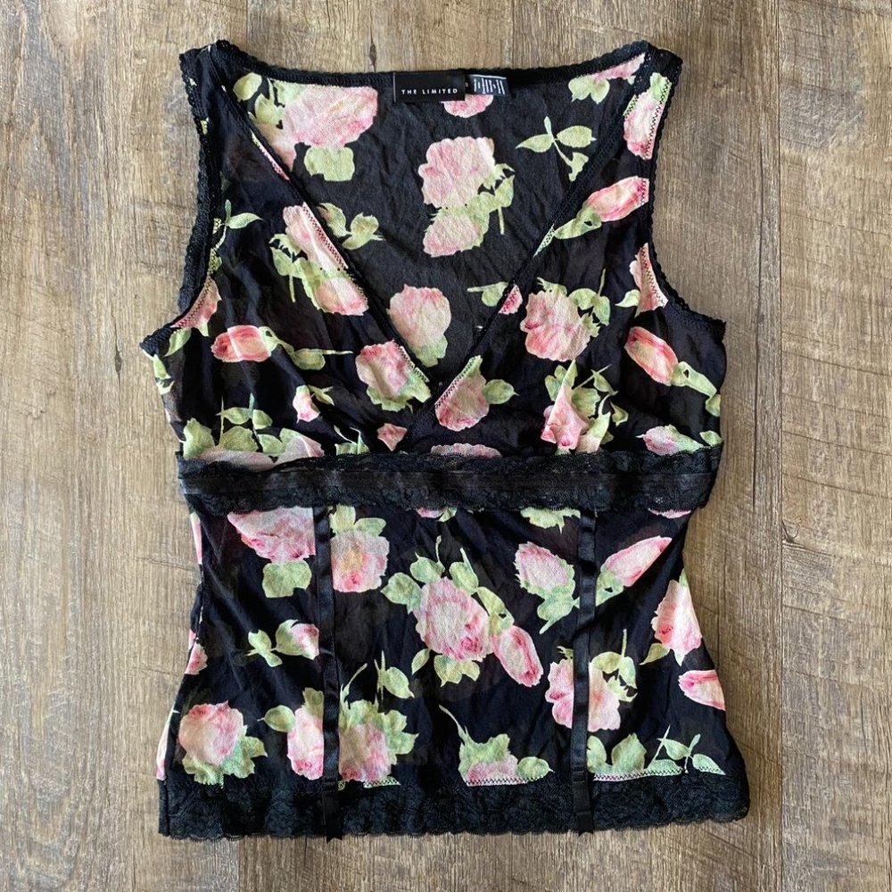 2004 Rose Mesh Lace Babydoll Cami Top